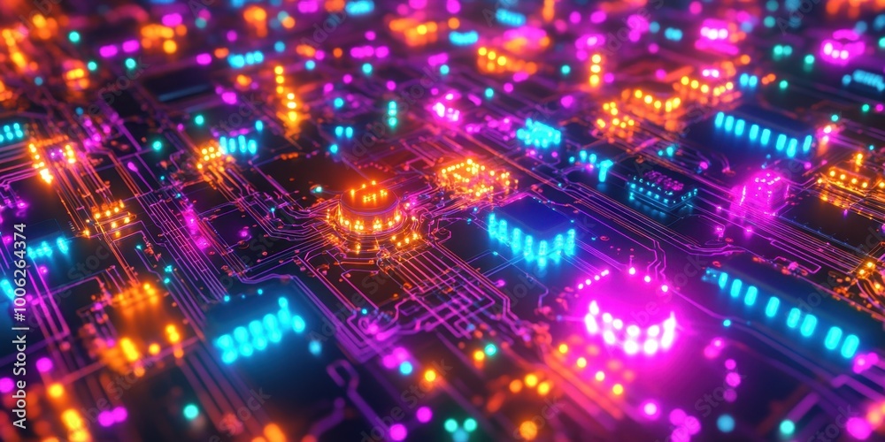 a circuit with colorful lights a circuit with colorful lights
