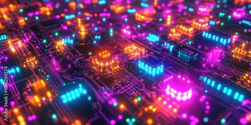 a circuit with colorful lights