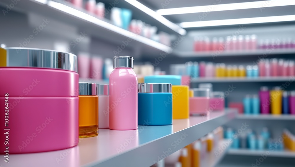Animated Shot of Shelves Filled with Colorful Beauty Products