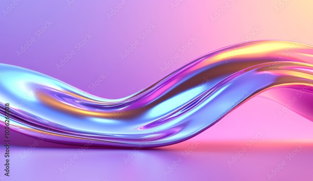 Holographic Wavy Lines on Pastel Purple Background Holographic Wavy Lines on Pastel Purple Background