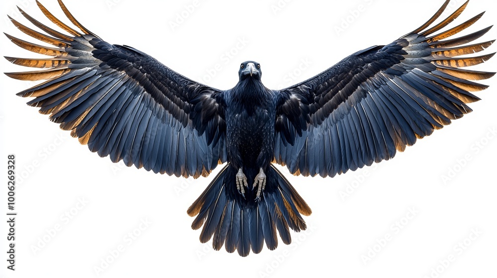 Obraz premium Majestic eagle showing wingspan on white background