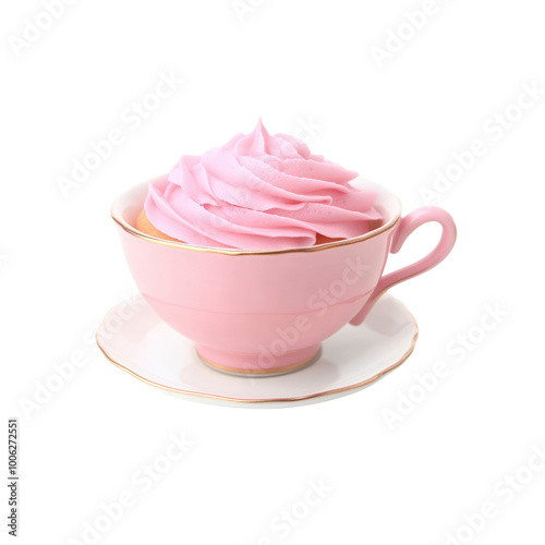 Pink Whipped Cream in Teacup