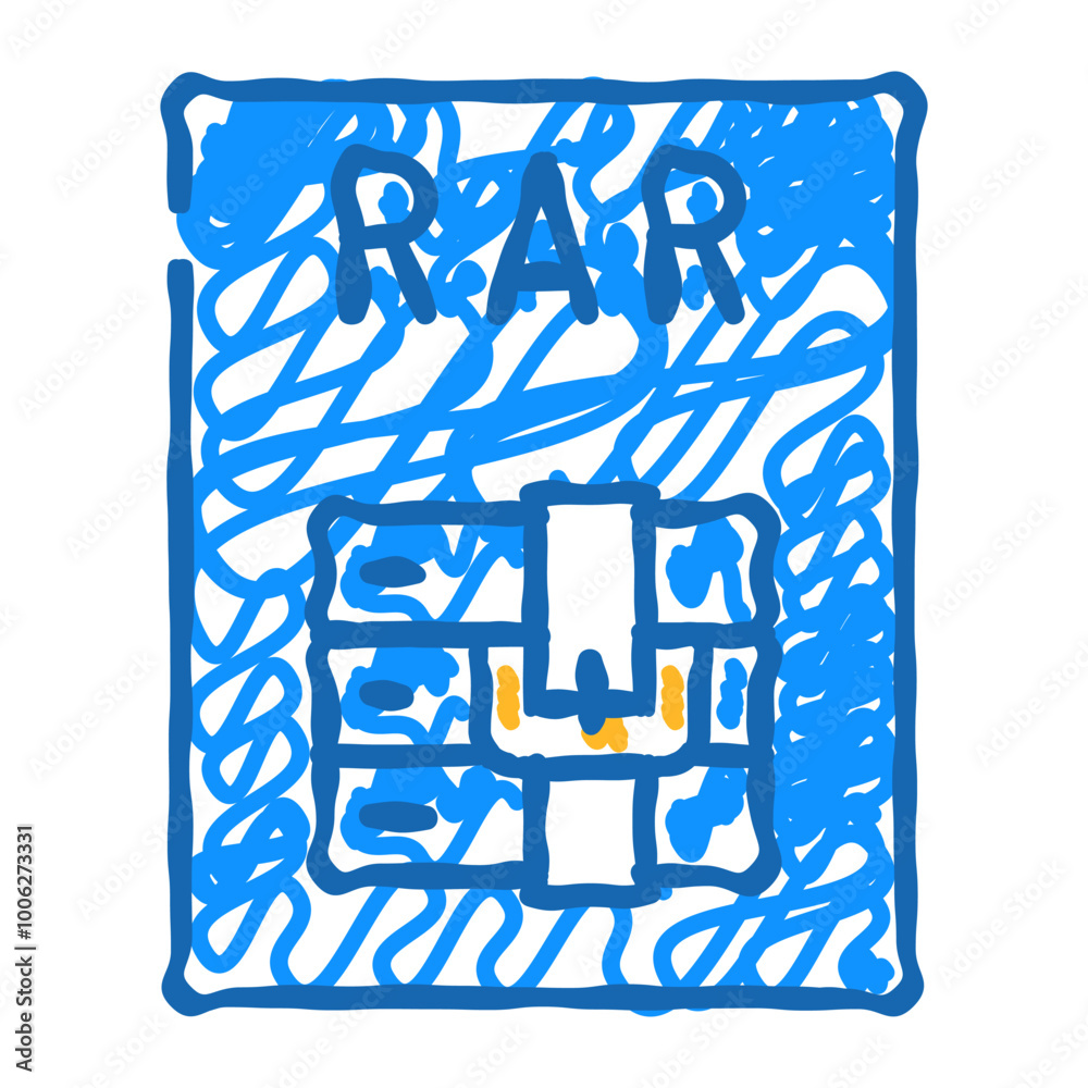 rar file format document doodle icon sketch vector. rar file format document sign. isolated symbol illustration rar file format document doodle icon sketch vector. rar file format document sign. isolated symbol illustration