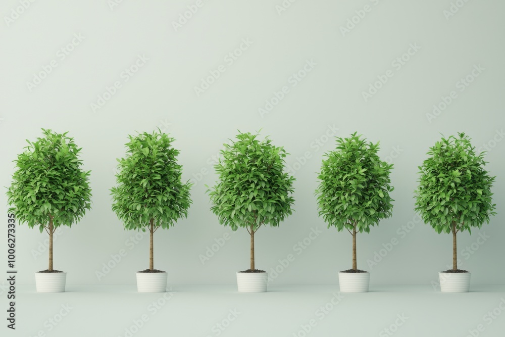 Obraz premium Green Trees in Pots for Ecosystem Restoration