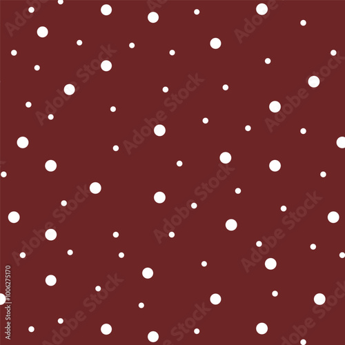 Snow Christmas cozy seamless pattern on a red background, vector illustration