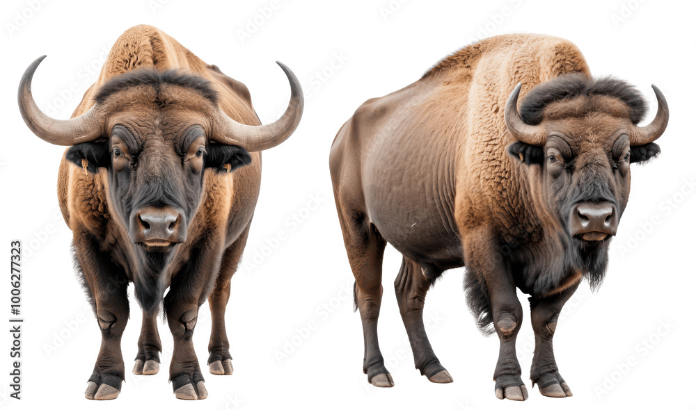 two bisons isolated on transparent background two bisons isolated on transparent background