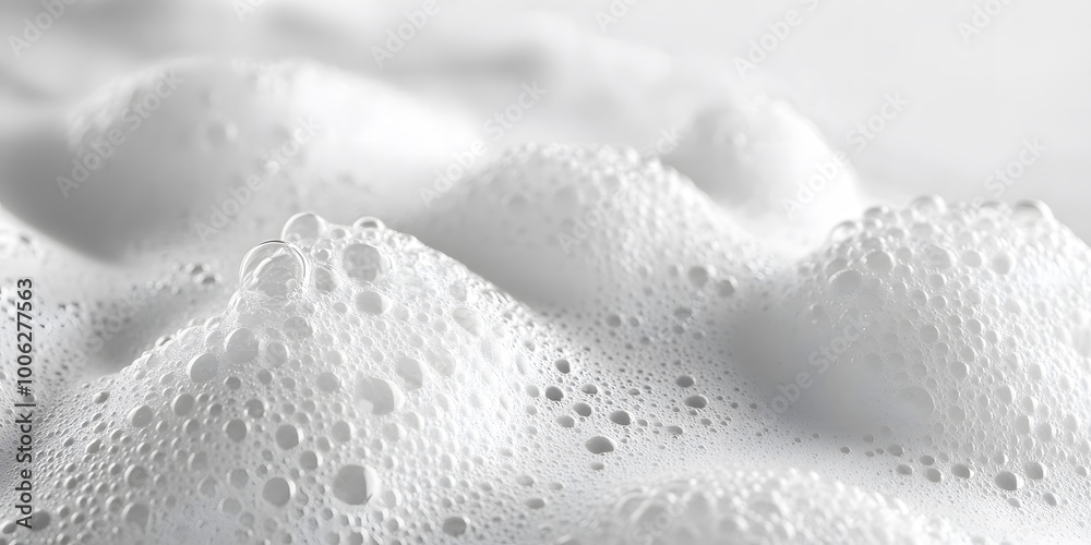 Close-up of soap foam texture showcasing white bubbles in a frothy surface, presented in abstract macro photography with soft focus and high-key lighting for a clean hygiene concept. Close-up of soap foam texture showcasing white bubbles in a frothy surface, presented in abstract macro photography with soft focus and high-key lighting for a clean hygiene concept.