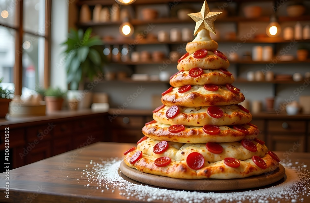 custom made wallpaper toronto digitalChristmas tree made from pieces of pizza in a store on the counter, sweet tree