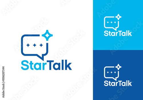 star with talk logo online chat logo communication concept design template