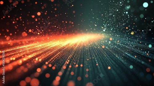 optical data transmission concept illustrated with glowing lines, showcasing the fast, efficient data transfer capabilities of optical fiber technology in the digital communication age