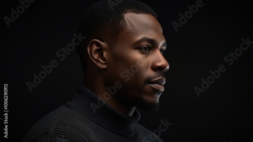 portrait of a black man on a black background