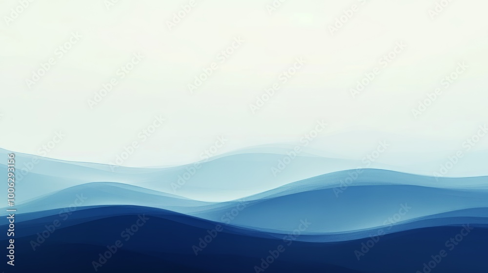 Minimalist Blue Gradient Waves, Abstract Art Minimalist Blue Gradient Waves, Abstract Art