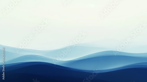 Minimalist Blue Gradient Waves, Abstract Art