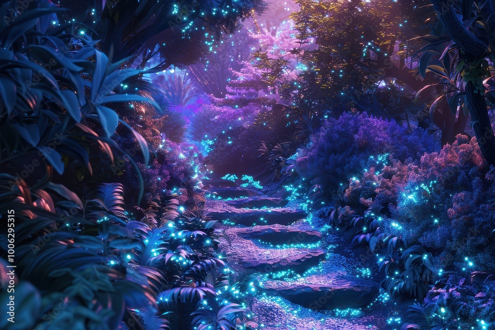 Landscape of a fairytale forest at night Landscape of a fairytale forest at night