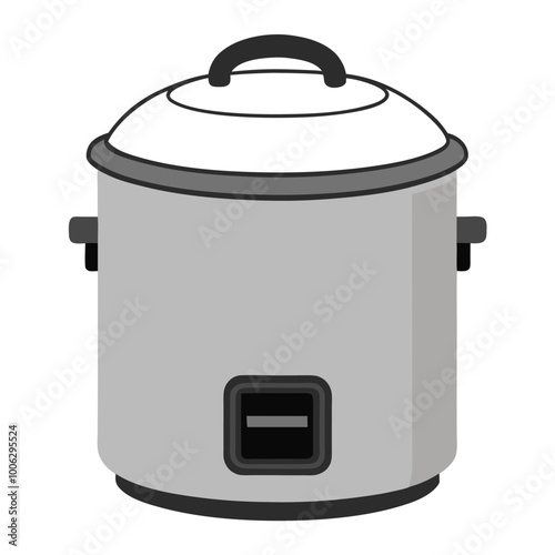 Aluminum Rice Cooker 3D Line Art Vector.