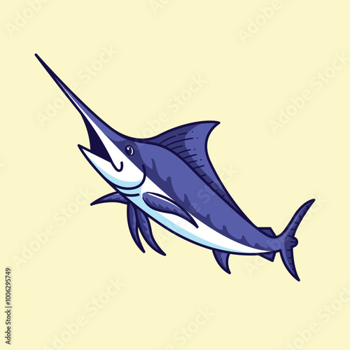 Marlin fish mascot character cartoon vector illustration