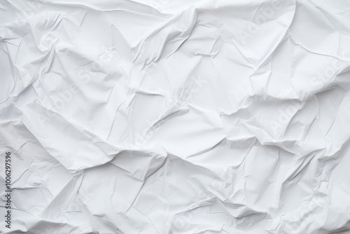 Processed collage of crumpled white paper sheet texture. Background for banner, backdrop or texture