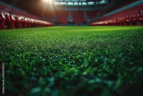 sports stadium background template featuring empty stands and a wellmaintained field built for showcasing athletic events and competitions conveying excitement and potential