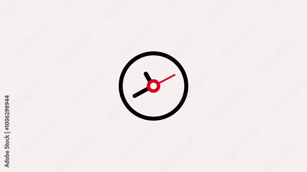 Rotating wall clock, moving clock symbol, wall clock icon, time watch.