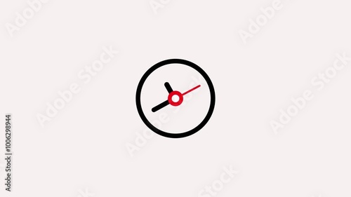 Rotating wall clock, moving clock symbol, wall clock icon, time watch.