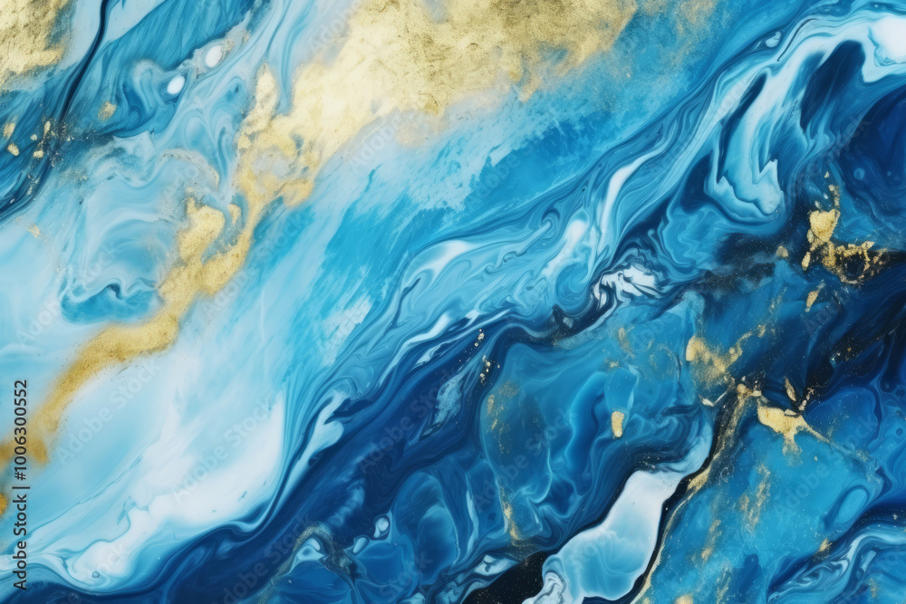 Processed collage of luxurious ocean blue and gold ink marble texture. Background for banner Processed collage of luxurious ocean blue and gold ink marble texture. Background for banner