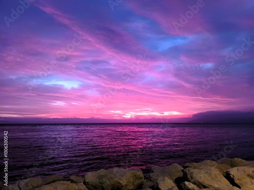 incredible purple sunset in Makarska