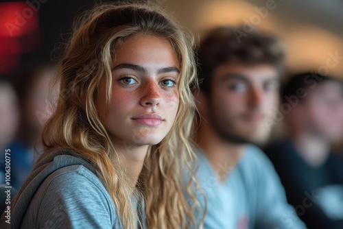 students concentrating during an exam in a technologically enhanced classroom illustrating the integration of modern technology into education and learning