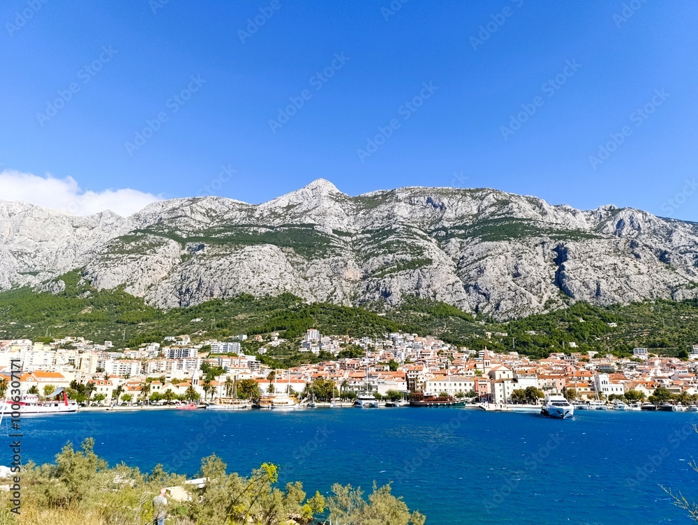 beautiful view of Makarska and Biokovo mountain