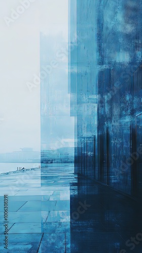 Abstract blue background of a building