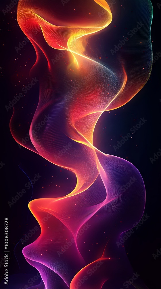 Naklejka premium Abstract dark background with glowing waves