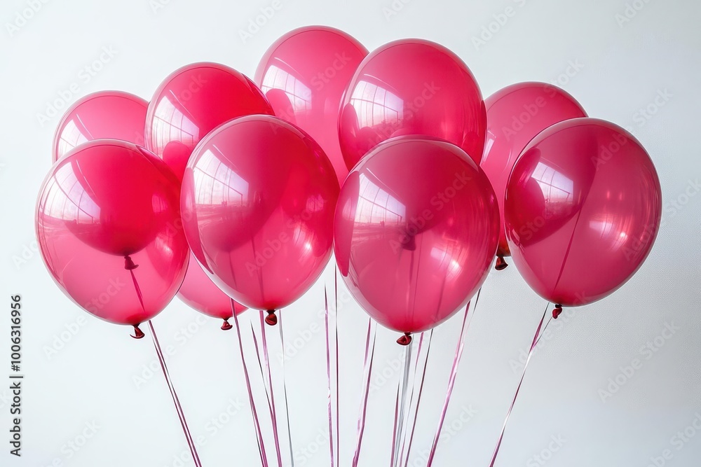 vibrant pink balloons floating against a pure white background emphasizing their cheerful and celebratory nature in a clean minimalist style vibrant pink balloons floating against a pure white background emphasizing their cheerful and celebratory nature in a clean minimalist style