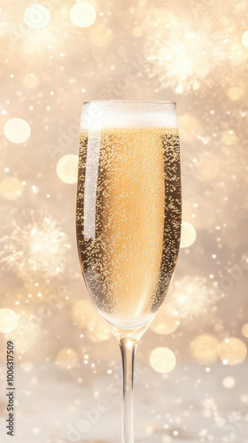 Shimmering Champagne in Elegant Flute Glass