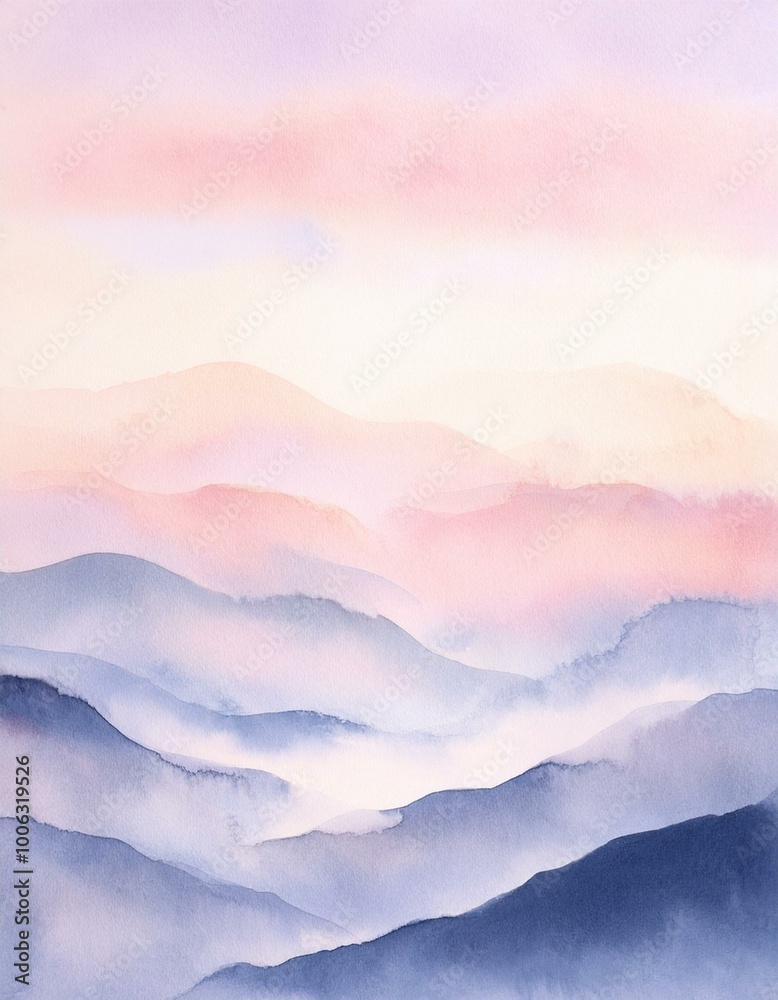 Misty mountain watercolor art Misty mountain watercolor art