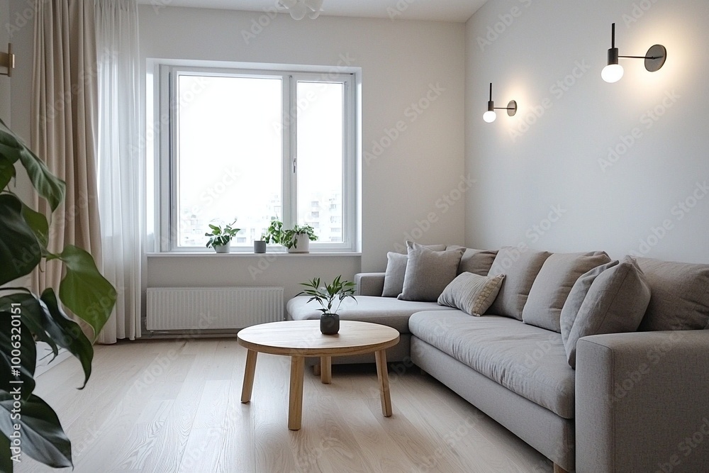 Modern living room interiors with light gray sofas based on Scandinavian interiors. Generative AI
Modern living room interiors with light gray sofas based on Scandinavian interiors. Generative AI