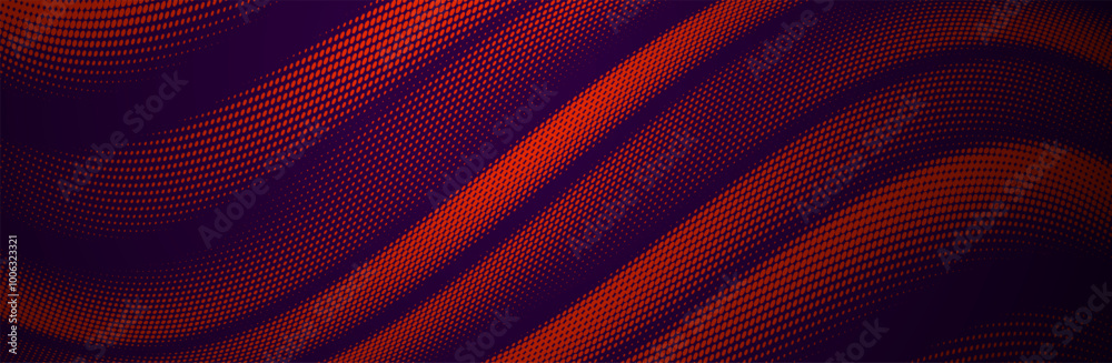 Naklejka premium Red wave halftone dots abstract vector background