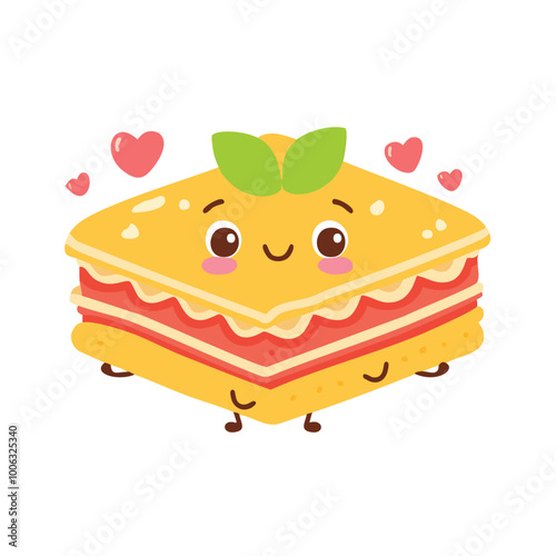 Lasagna Food Eat Meal Cuisine Animation Kawaii Character
