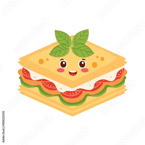 Lasagna Food Eat Meal Cuisine Animation Kawaii Character
