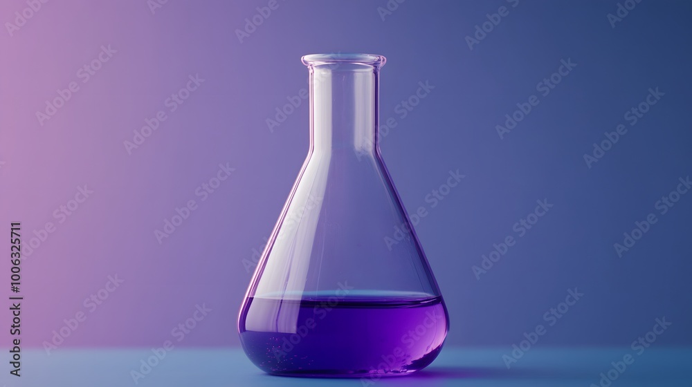 Glass Erlenmeyer Flask Filled with Purple Liquid Glass Erlenmeyer Flask Filled with Purple Liquid