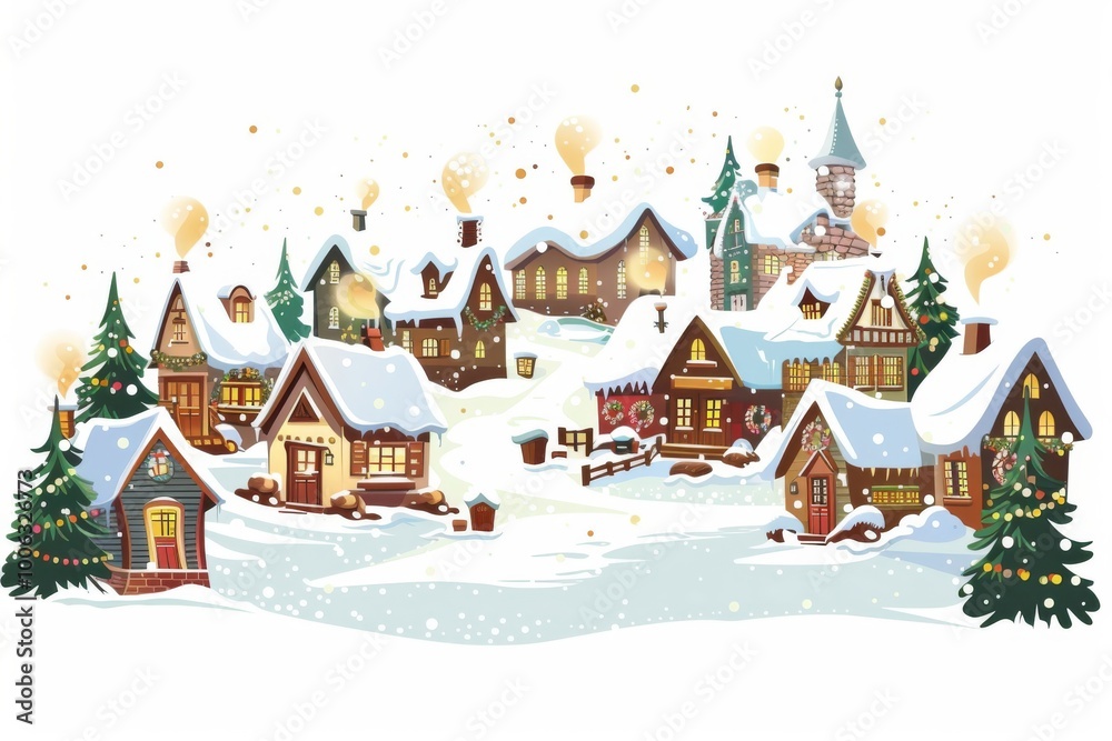 Winter Village Scene Winter Village Scene