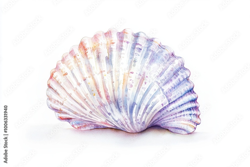 Fototapeta premium A beautiful and vibrant seashell showcasing intricate textures and colors, perfect for beach-themed designs or nature photography.