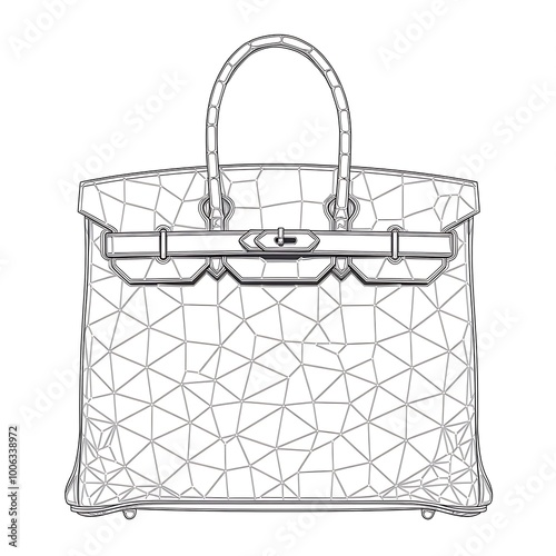 a black and white drawing of women's handbags
