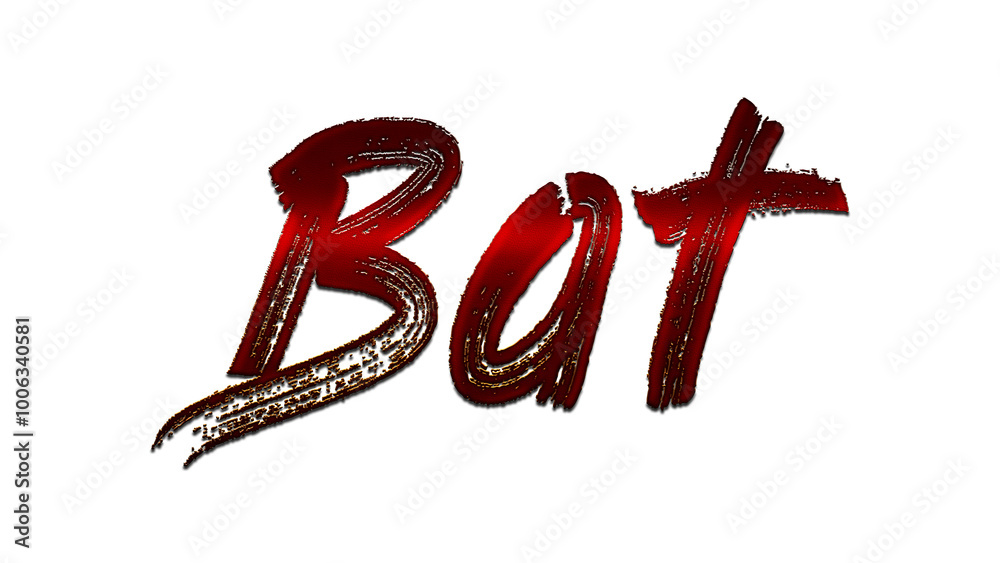 3D blood red word design of Bat on white background. 3D blood red word design of Bat on white background.