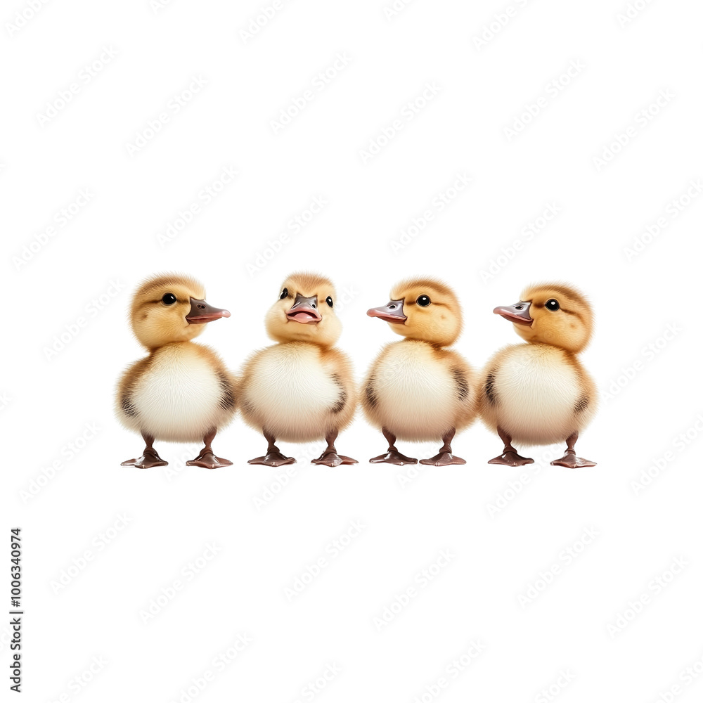 Four Cute Ducklings in a Row
