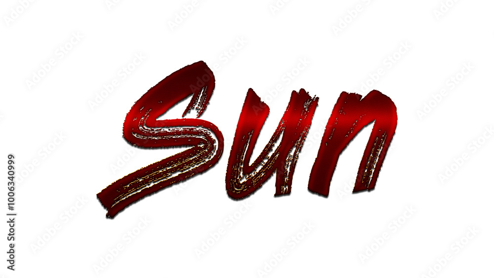 3D blood red word design of Sun on white background. 3D blood red word design of Sun on white background.