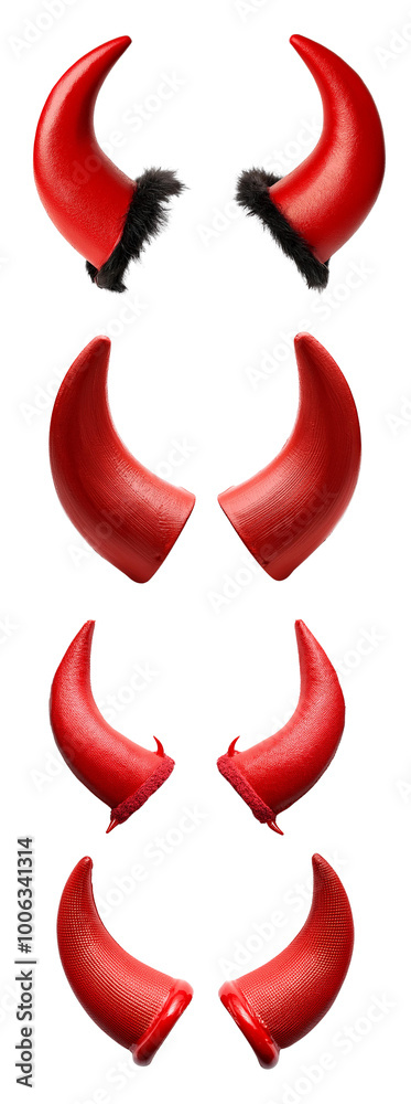 Die-cut red horns on white isolated background for Halloween or costume design. Die-cut red horns on white isolated background for Halloween or costume design.