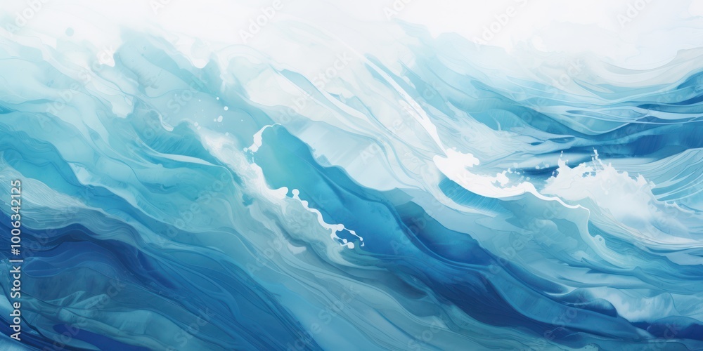 Abstract Ocean Waves Painting. Serene Blue Watercolor Textures for Calm Backgrounds and Wallpapers Abstract Ocean Waves Painting. Serene Blue Watercolor Textures for Calm Backgrounds and Wallpapers