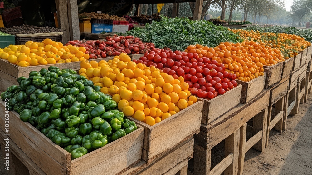 Vibrant Produce Display at an Indian Market Vibrant Produce Display at an Indian Market