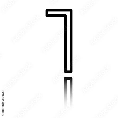 Number one, numeral simple icon vector. Flat design. Black icon with mirror reflection. White background