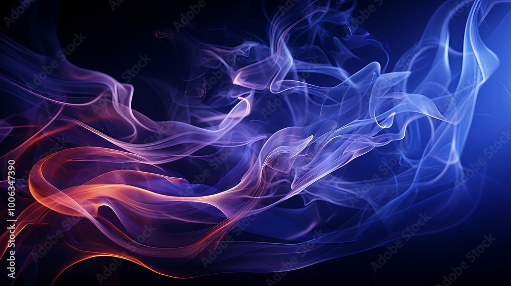 Abstract Swirling Forms of Ethereal Light and Shadow, Dancing Against a Deep Blue Canvas Abstract Swirling Forms of Ethereal Light and Shadow, Dancing Against a Deep Blue Canvas
