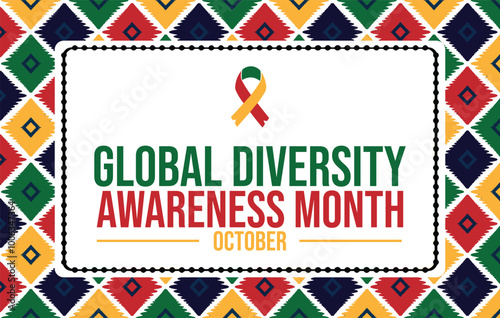 Global Diversity Awareness Month Banner for October 2024, Celebrating Cultural Diversity and Promoting Inclusion and Understanding Worldwide. Vector EPS 10.